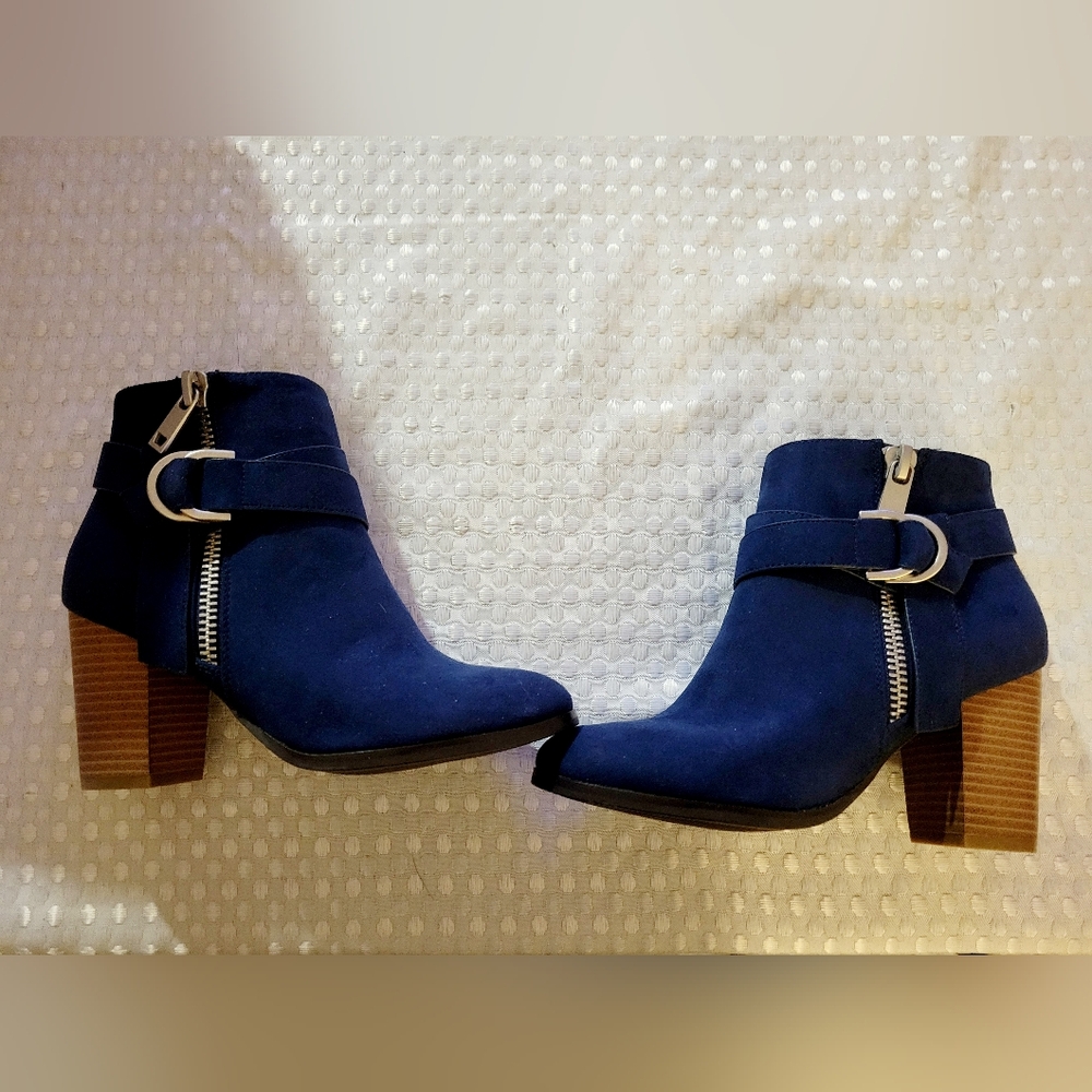 Apt. 9 Blue Suede Ankle Bootie Heels